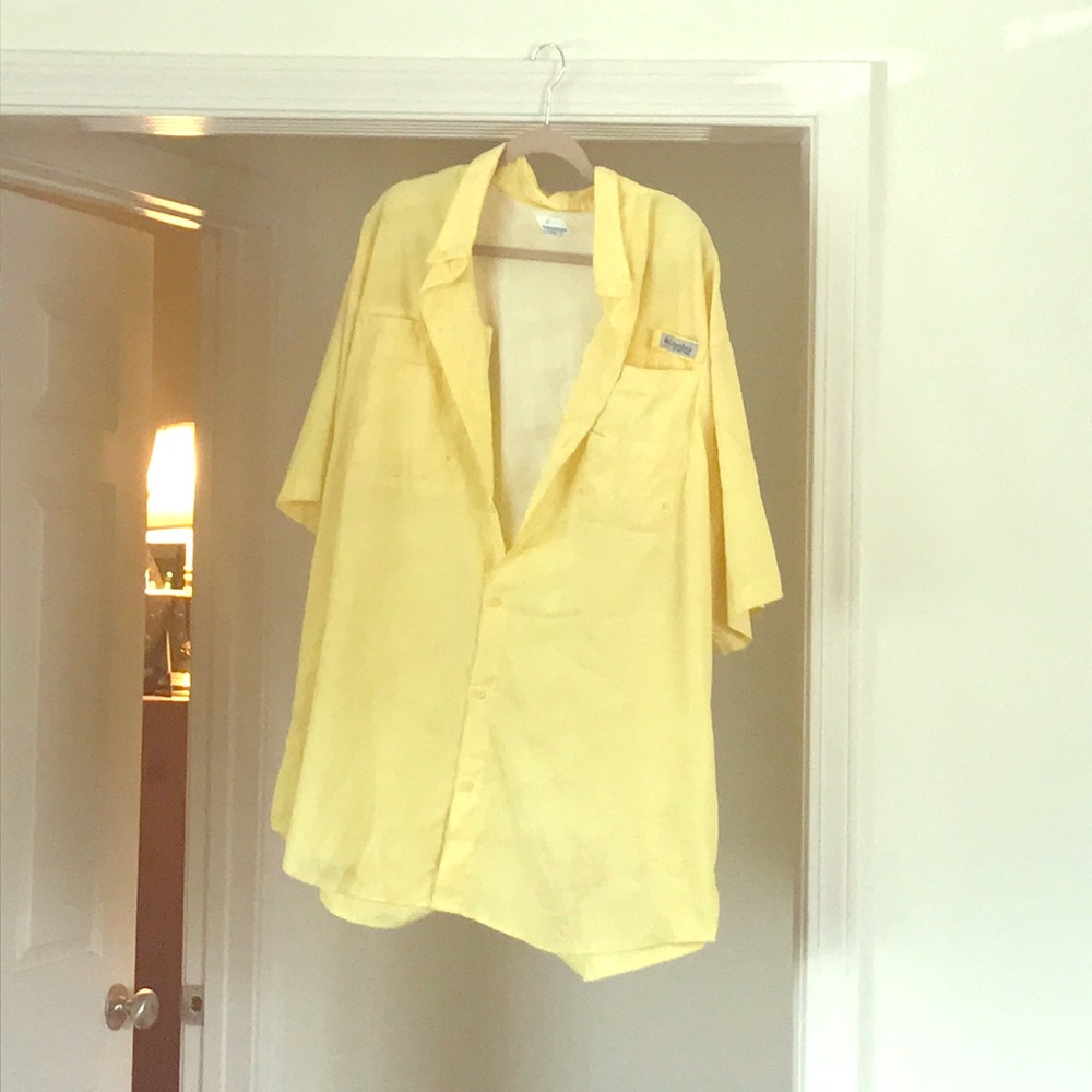 Columbia PFG yellow fishing shirt